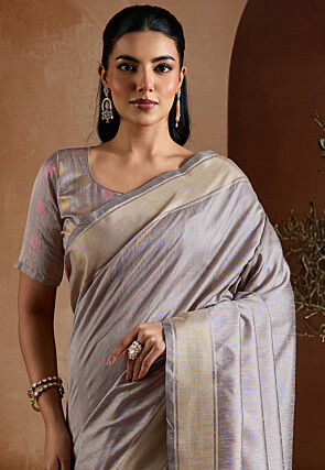 Bhagalpuri Silk Saree in Grey