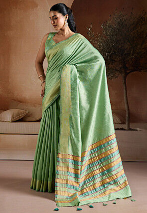 Bhagalpuri Silk Saree in Light Green