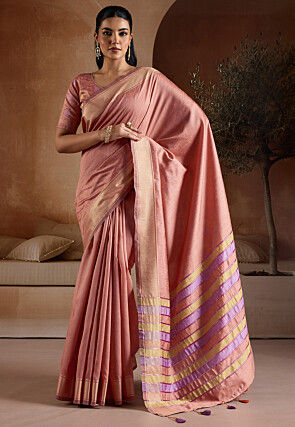 Bhagalpuri Silk Saree in Peach