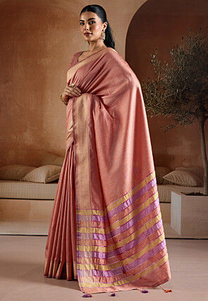 Bhagalpuri Silk Saree in Peach