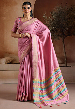 Bhagalpuri Silk Saree in Pink