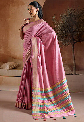 Bhagalpuri Silk Saree in Pink