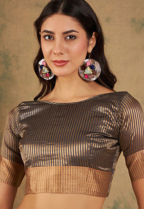 Woven Border Cotton Silk Saree in Dusty Blue