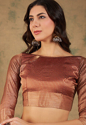 Woven Border Cotton Silk Saree in Rust