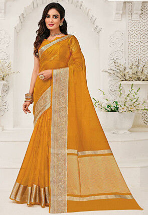 Yellow Organza Saree with Weaving - SR21163