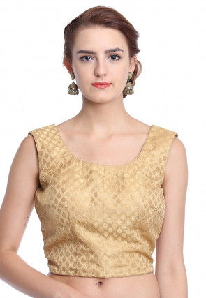 Woven Brocade Blouse in Beige