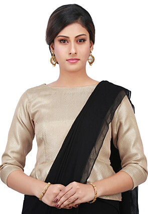 Woven Brocade Blouse in Light Beige