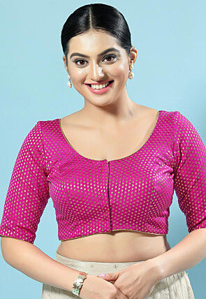 Woven Brocade Blouse in Magenta