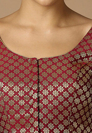 Woven Brocade Blouse in Maroon and Golden
