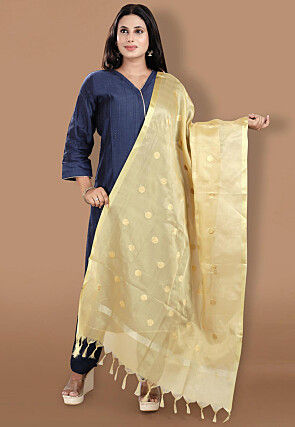 Woven Brocade Dupatta in Golden