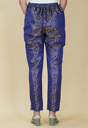 Woven Brocade Pant in Royal Blue