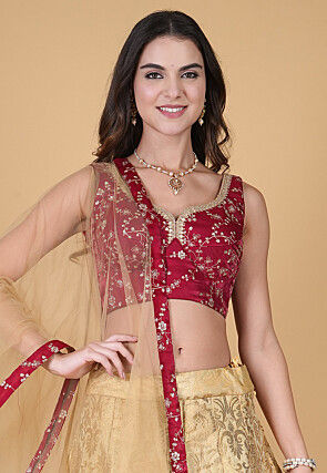 Brocade Lehenga in Beige