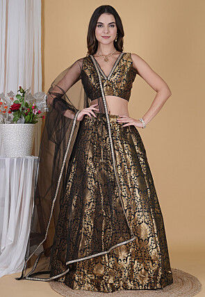 Brocade Lehenga in Black