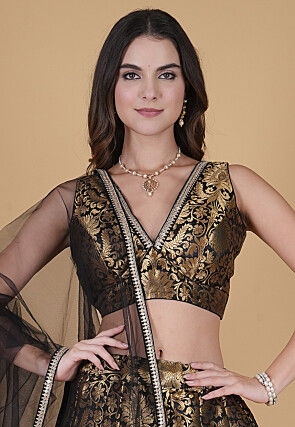 Brocade Lehenga in Black