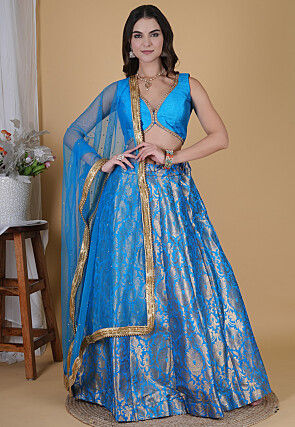 Brocade Lehenga in Blue