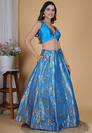 Brocade Lehenga in Blue