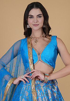 Brocade Lehenga in Blue