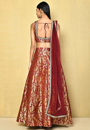 Brocade Lehenga in Maroon