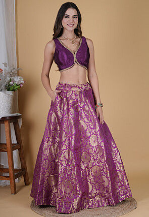 Brocade Lehenga in Purple