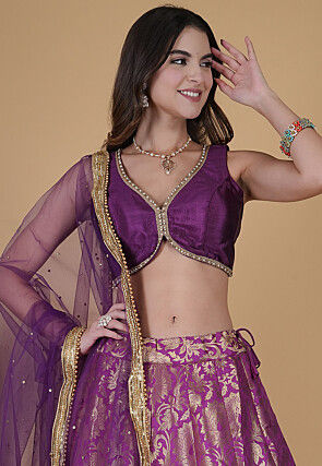 Brocade Lehenga in Purple