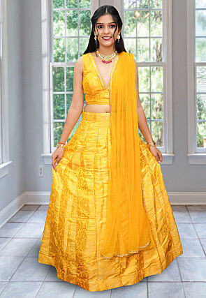 Brocade Lehenga in Yellow