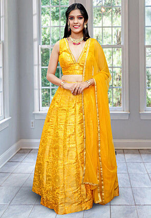 Brocade Lehenga in Yellow