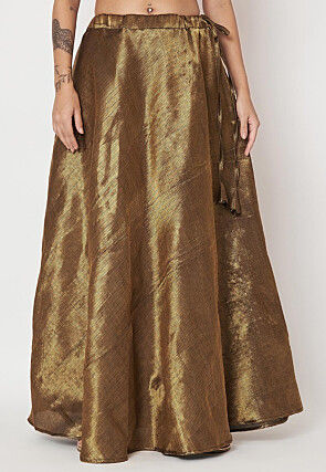 Woven Brocade Silk Skirt in Golden