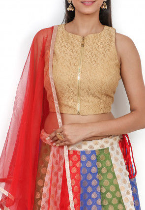 Woven Chanderi Brocade Lehenga in Multicolor
