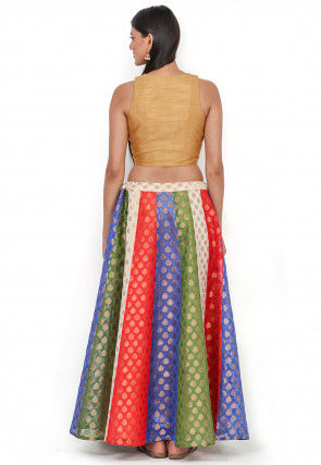 Woven Chanderi Brocade Lehenga in Multicolor