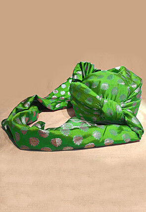 Woven Chanderi Brocade Unisex Turban in Light Green