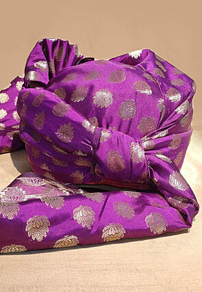 Woven Chanderi Brocade Unisex Turban in Magenta