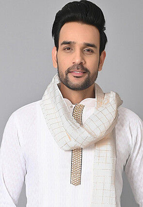 Woven Chanderi Cotton Dupatta in Off White