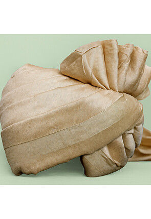 Woven Chanderi Cotton Kids Turban in Beige