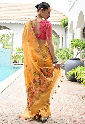 Woven Chanderi Cotton Saree in Orange