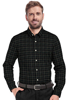 Woven Chanderi Cotton Shirt in Black