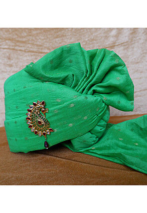 Woven Chanderi Cotton Unisex Turban in Light Green