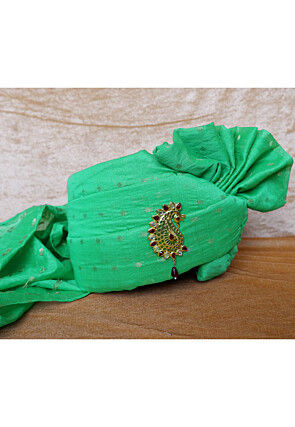 Woven Chanderi Cotton Unisex Turban in Light Green