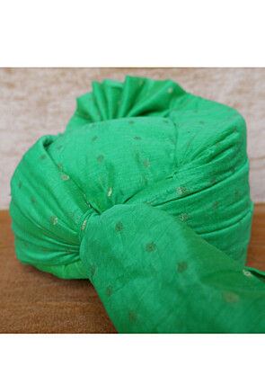 Woven Chanderi Cotton Unisex Turban in Light Green