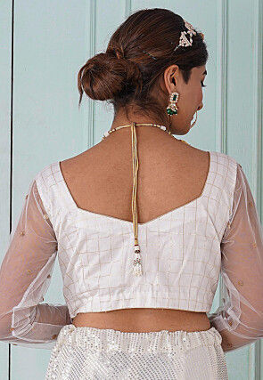 Woven Chanderi Silk Blouse in White