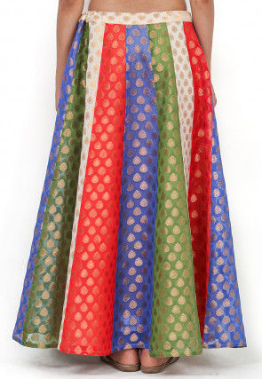 Woven Chanderi Silk Brocade Skirt in Multicolor