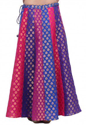 Woven Chanderi Silk Brocade Skirt in Multicolor
