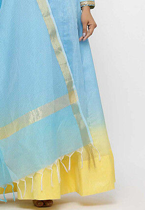 Woven Chanderi Silk Dupatta in Blue