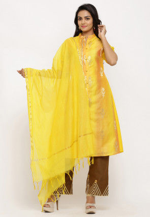 Woven Chanderi Silk Dupatta in Yellow