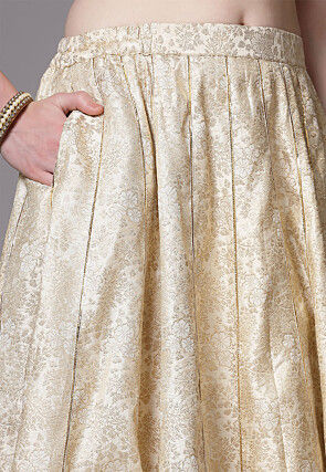 Brocade Silk Lehenga in Beige