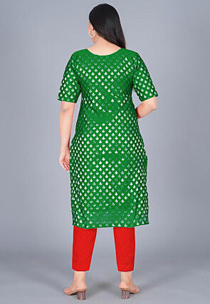 Woven Chanderi Silk Jacquard Pakistani Suit in Dark Green