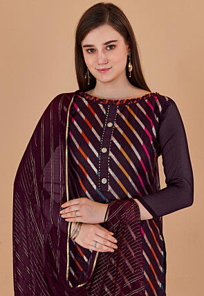 Woven Chanderi Silk Jacquard Pakistani Suit in Magenta