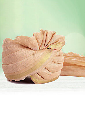Woven Chanderi Silk Kids Turban in Light Beige