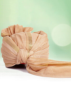 Woven Chanderi Silk Kids Turban in Light Beige