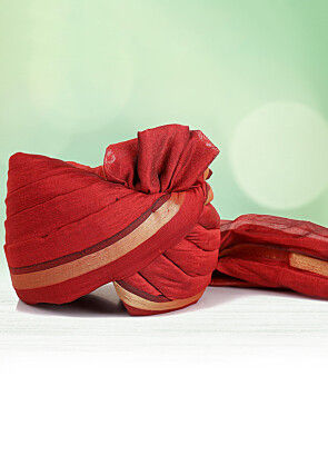 Woven Chanderi Silk Kids Turban in Maroon