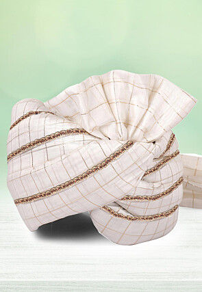 Woven Chanderi Silk Kids Turban in Off White